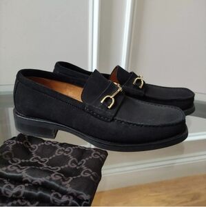 Gucci Horsebit Loafers Black Suede Gucci Size Men's 7D